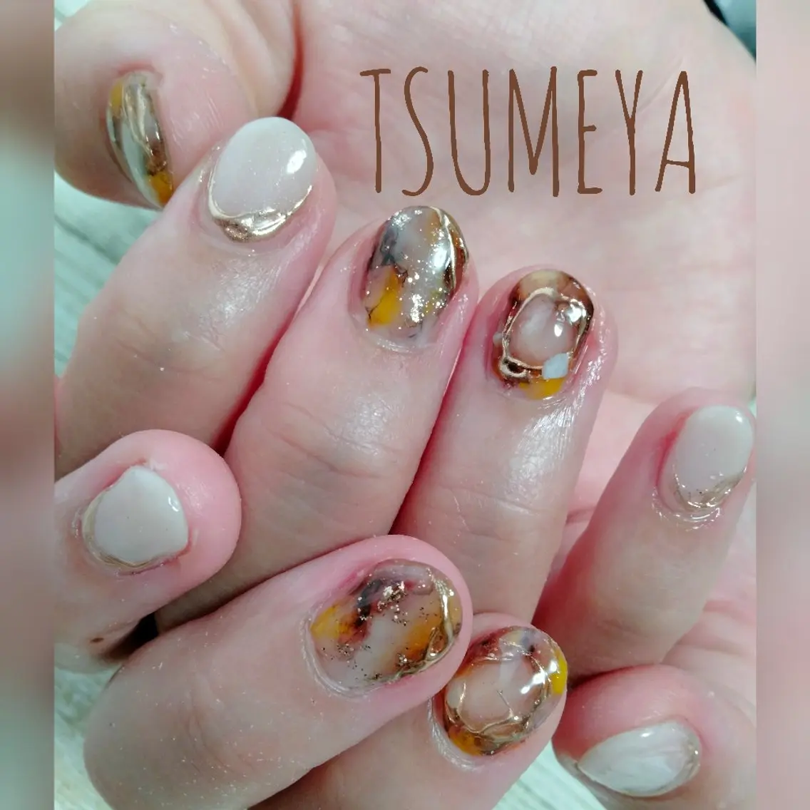 ネイル べっ甲ネイル ショートネイル ハンドネイル _TSUMEYA _のネイルデザイン