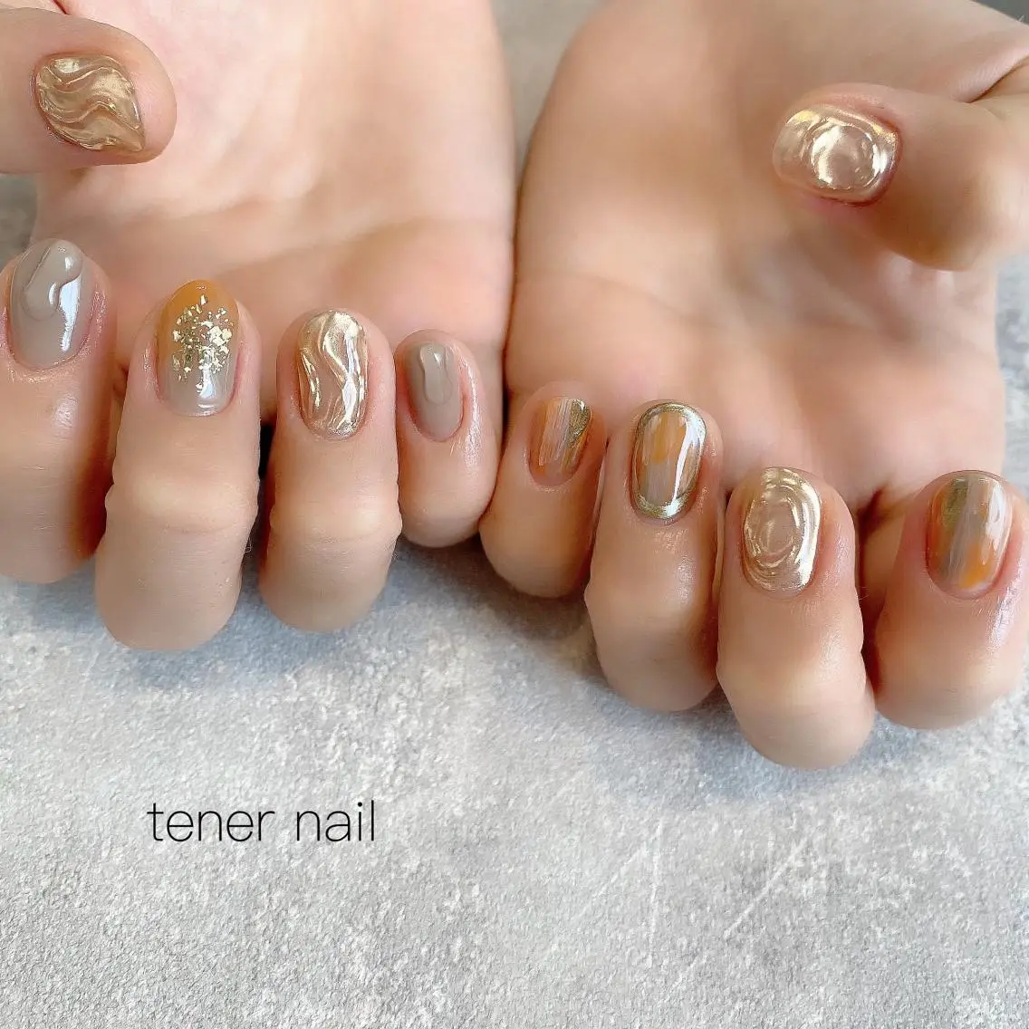 ネイル ブラウン オレンジ テネルネイル tener nailのネイルデザイン