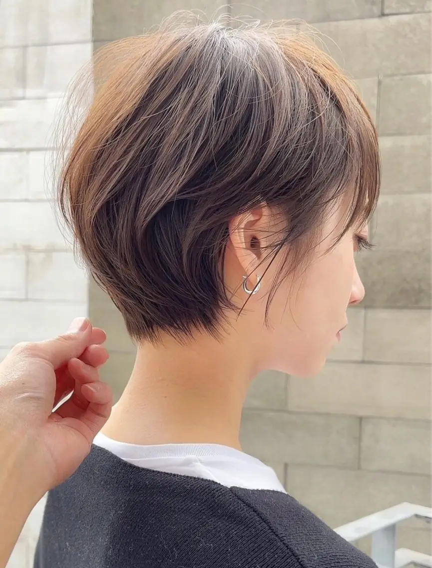 ショート ショートボブ ボブ かきあげバング 髪質改善 オン眉 VIEW EHIME 齋藤  あつきのヘアスタイル