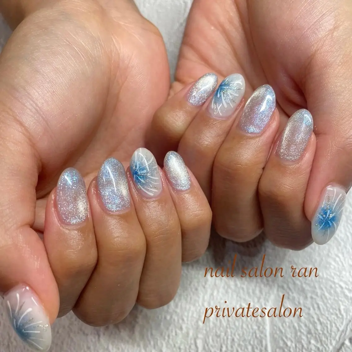 ネイル アートネイル ブルー マグネットネイル nailsalon ranのネイルデザイン