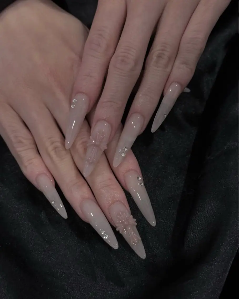 ネイル チークネイル 長さ出し フラッシュネイル ジェルネイル キラキラネイル kana nailのネイルデザイン