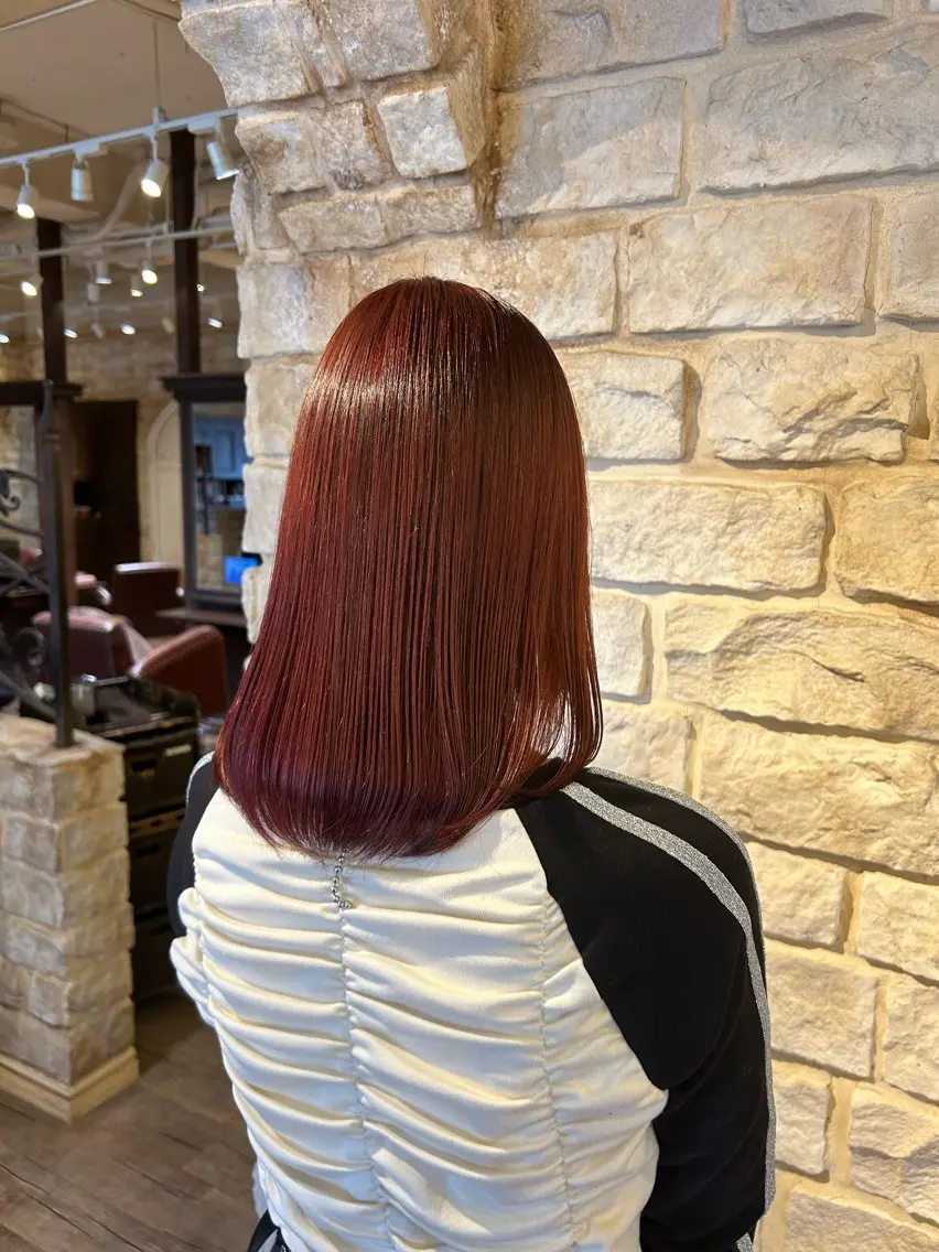 カラー ブリーチ ピンクカラー レッドカラー 玉寄 きらのヘアスタイル