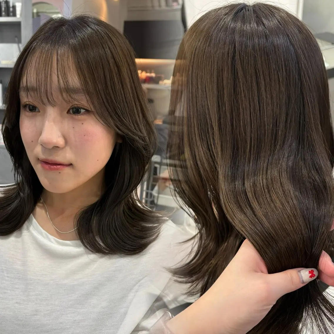 【イチオシ☝🏻💞】前髪カット+透明感カラー+🔮AMASIA🔮2step トリートメントの写真