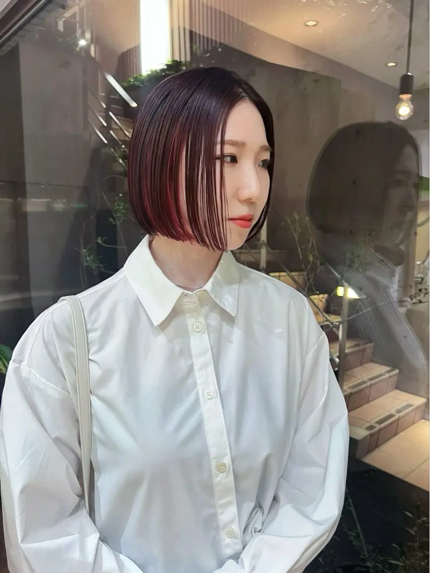 ショート カラー 切りっぱなしボブ ボブ メンズヘア/大人男子 /ナチュラルのヘアスタイル