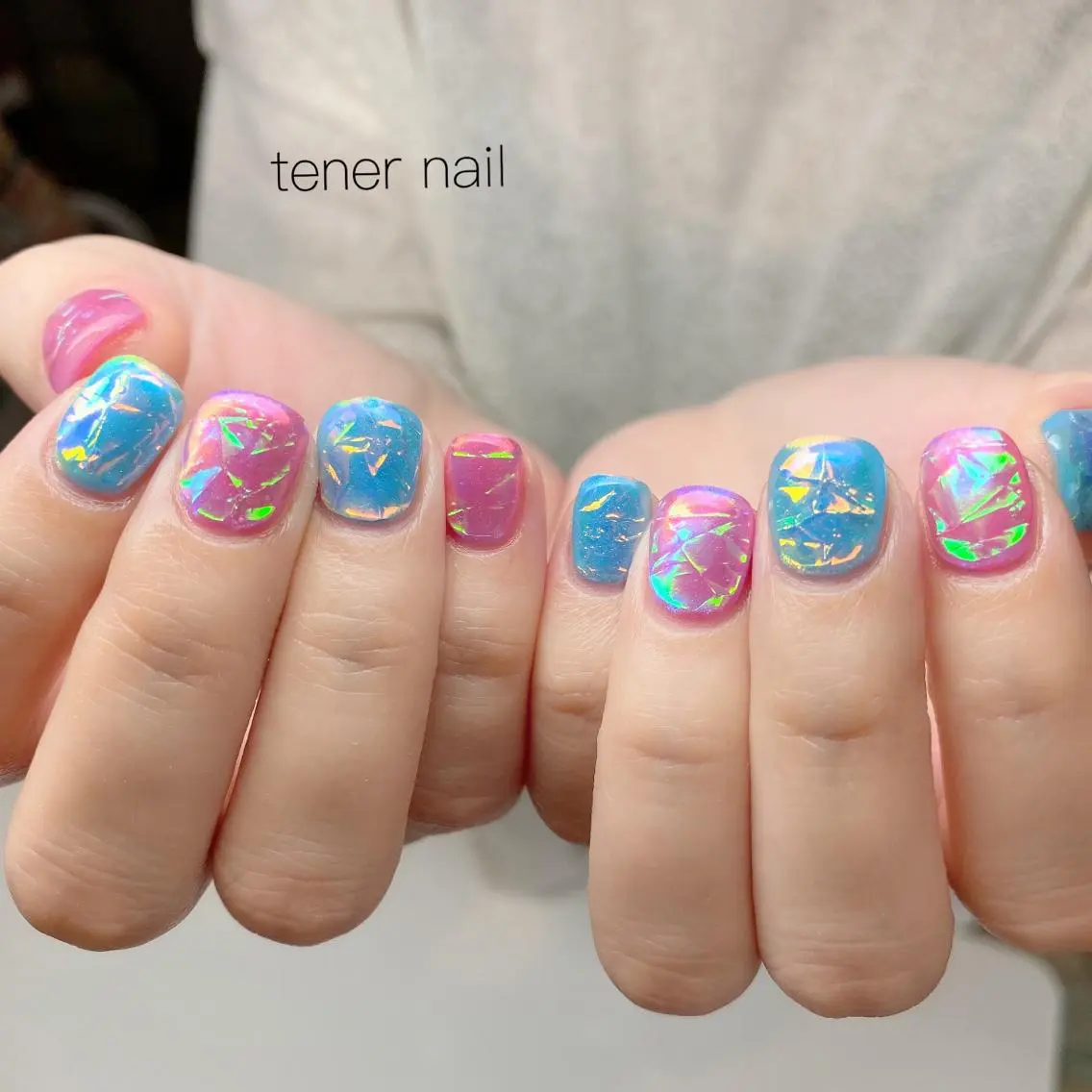 ネイル ブルー 氷ネイル・うるうるネイル ピンク テネルネイル tener nailのネイルデザイン
