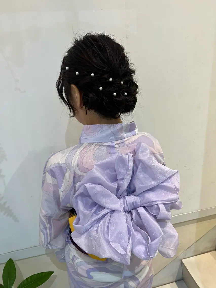 ヘアアレンジ 着付け ブリーチしない暖色 カラー🥀杉 優菜のヘアスタイル