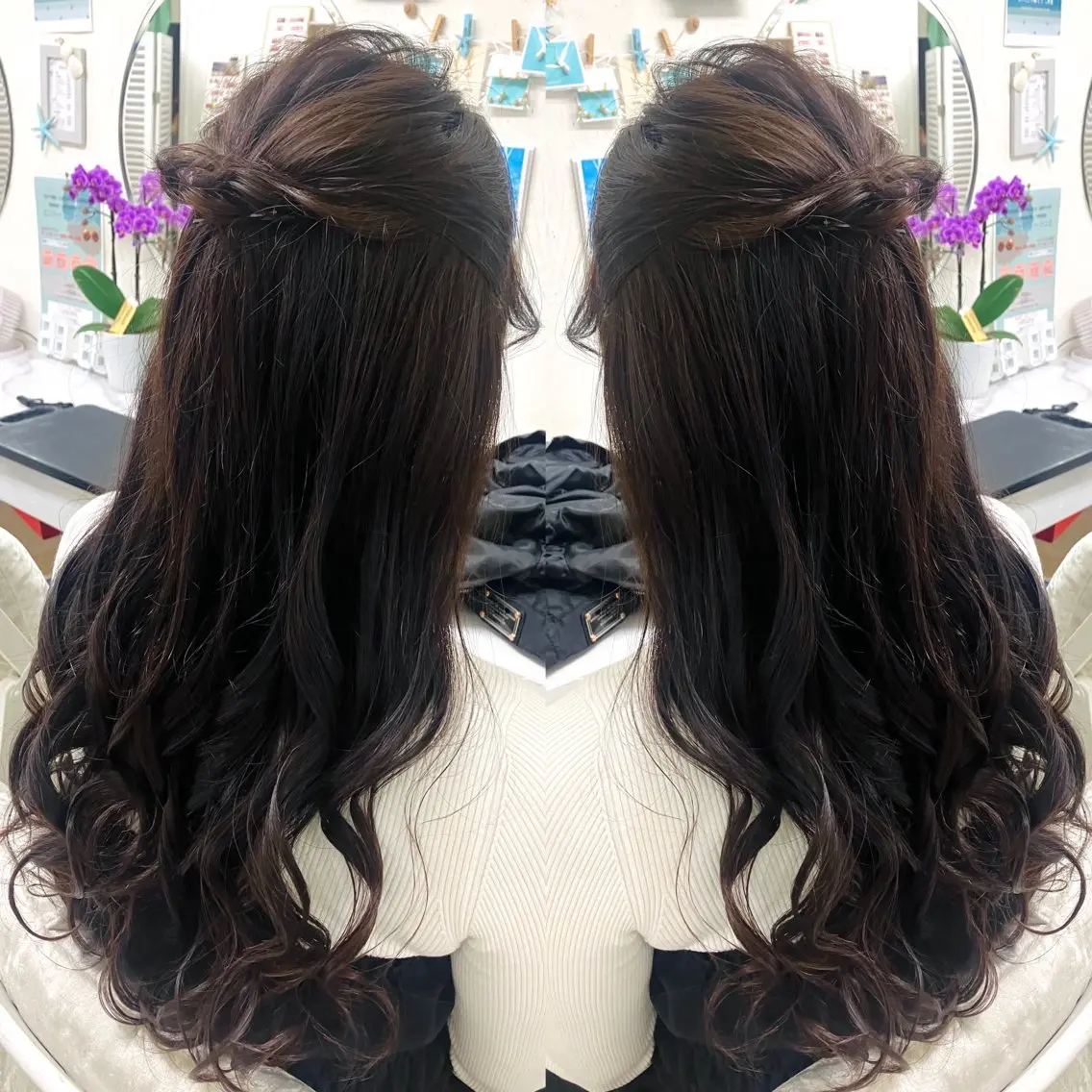 ロング ヘアアレンジ ハーフアップ 似合わせヘア🪄 可愛くて安い♡ここあのヘアスタイル