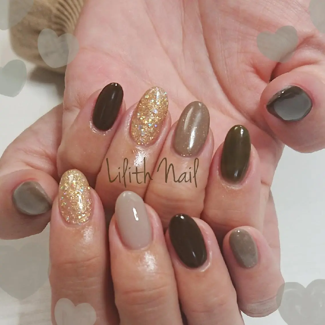 ネイル ブラウン ハンドネイル Lilith Nailのネイルデザイン