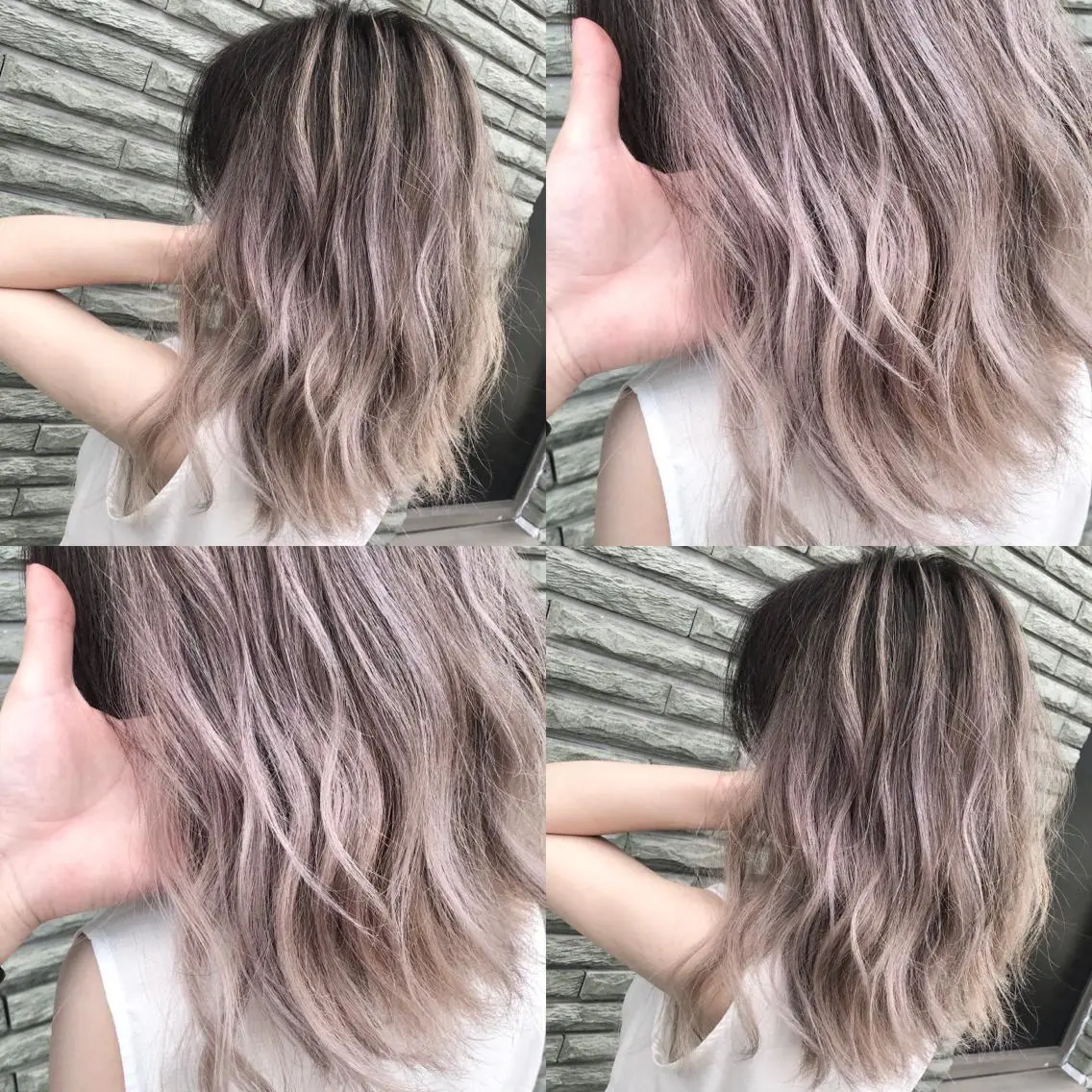 ミディアム カラー ヘアアレンジ ショートボブ シールエクステ バレイヤージュ デザインカラー ハイライトカラー アンドウ ユウ/ レイヤーカット/韓国のヘアスタイル