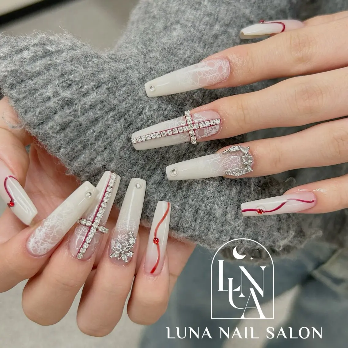 ネイル アートネイル フレンチネイル ジェルネイル ガラスフレンチ 韓国ネイル ハンドネイル ハンドケア LUNA Nail salon💕のネイルデザイン