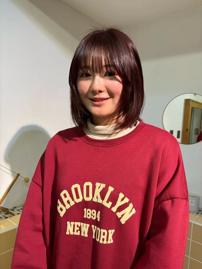 ミディアム カラー カット ヘアカラー トリートメント sakura🌸 レイヤー/韓国ヘアのヘアスタイル