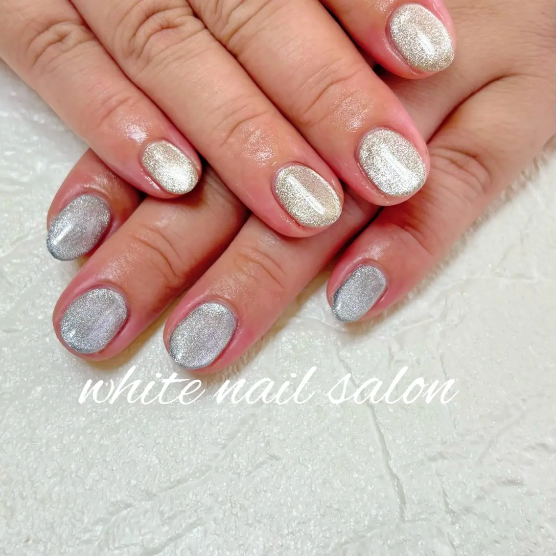 ネイル マグネットネイル ホワイト ハンドネイル white nail salonのネイルデザイン