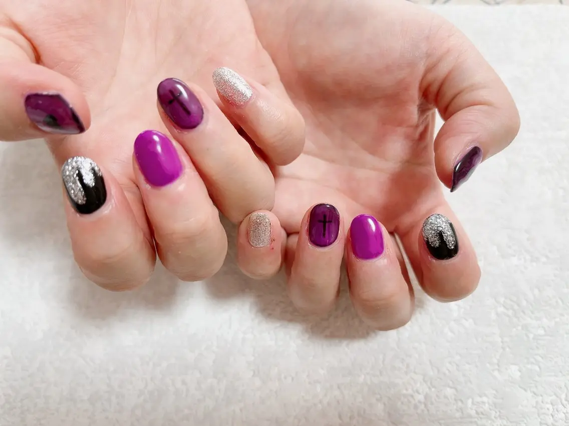 ネイル ジェルネイル ハロウィン 韓国ネイル メンズネイル パラジェル kiki nail たまプラーザのネイルデザイン