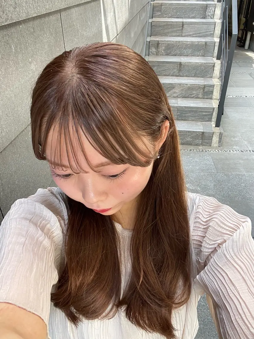 ロング カラー ベージュカラー ラベンダーカラー ラベンダーベージュ ヘアカラー トリートメント 愛莉/ラベンダー/ ベージュ/ブラウンのヘアスタイル