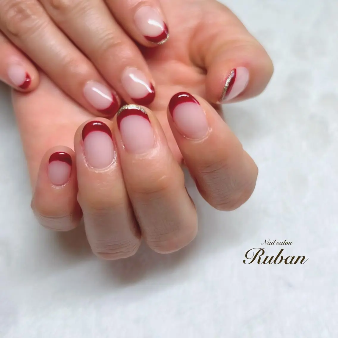 ネイル ボルドー フレンチネイル Nail salon Rubanのネイルデザイン