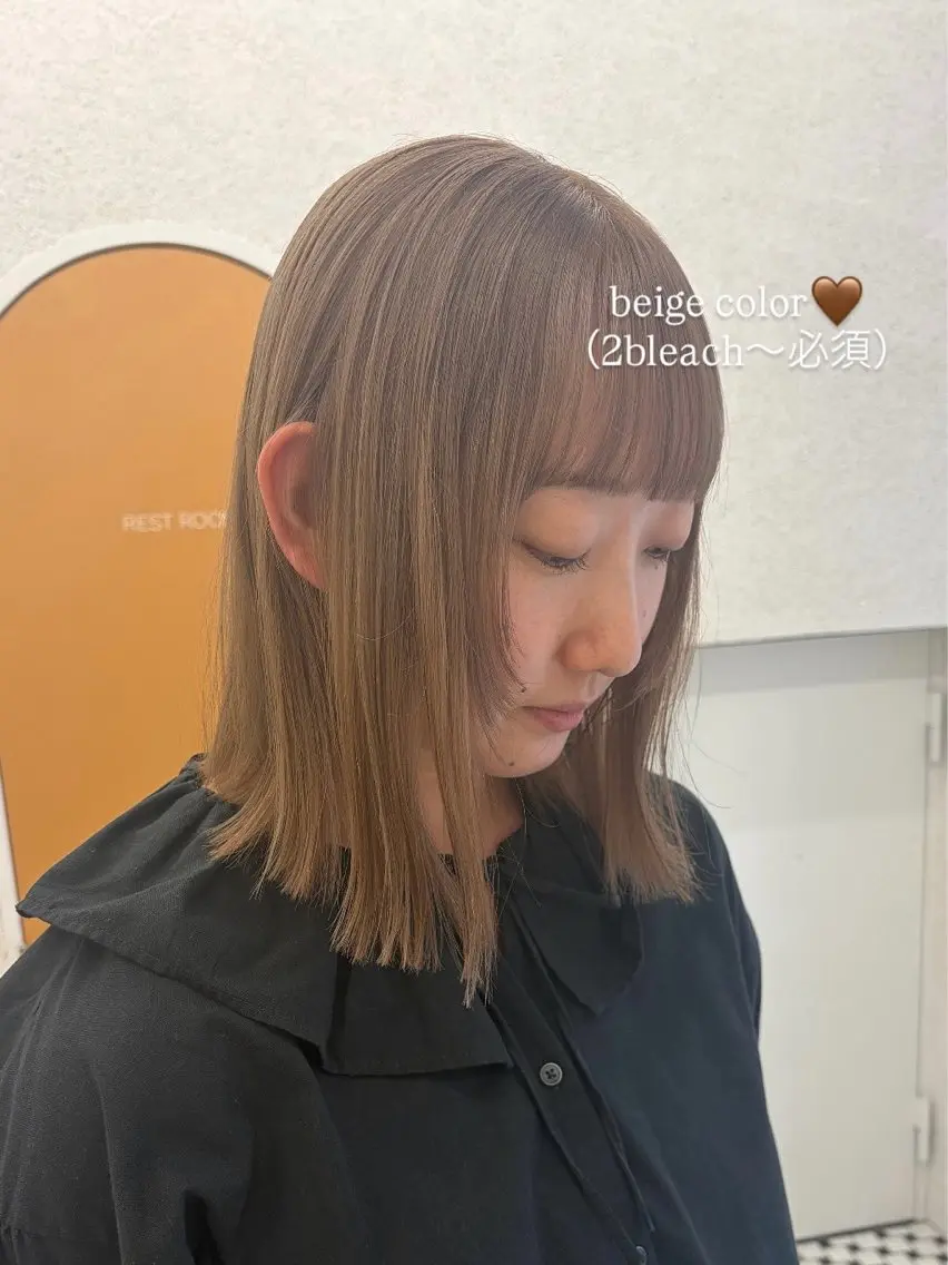 ミディアム カラー ヘアカラー ベージュ🤎透明感 カラー/リン🔔のヘアスタイル