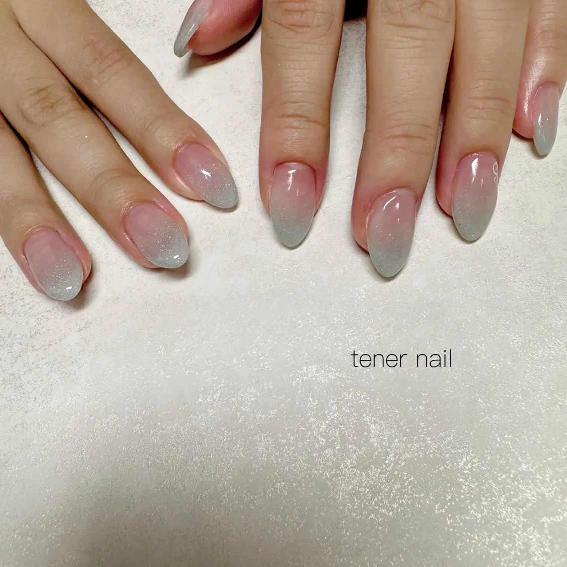 ネイル ブルー キラキラネイル スカルプネイル ハンドネイル テネルネイル tener nailのネイルデザイン