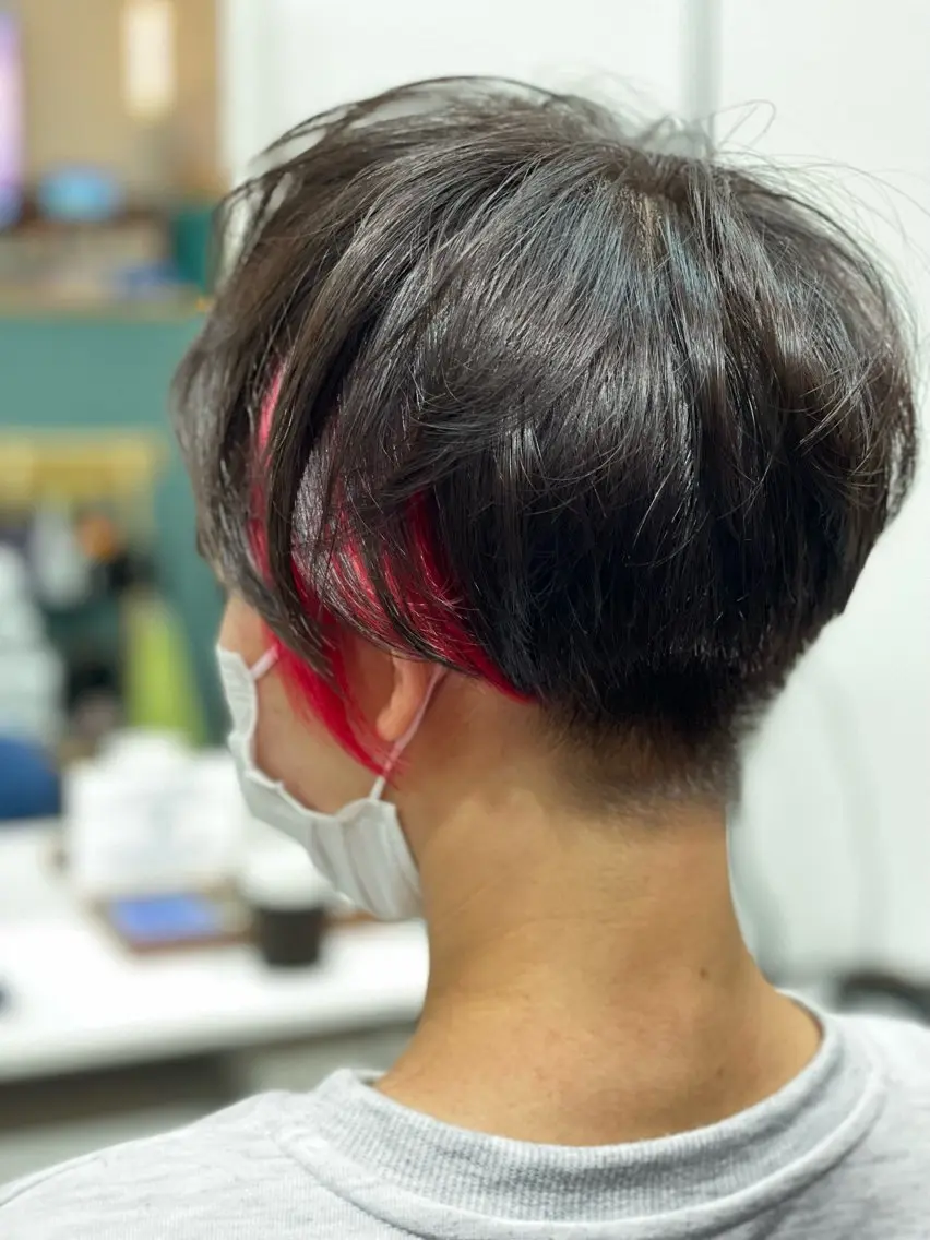 ショート カラー イヤリングカラー レッドカラー Snaly カラー特化ページのヘアスタイル