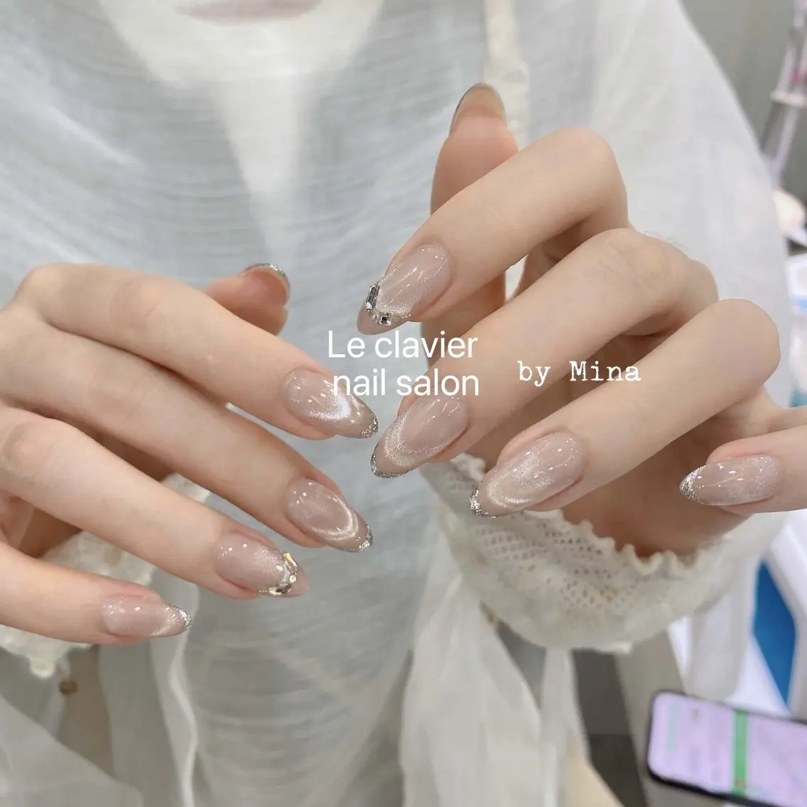 ネイル 長さ出し フレンチネイル ジェルネイル 韓国ネイル マグネットネイル ハンドネイル ハンドケア Mina Nailのネイルデザイン