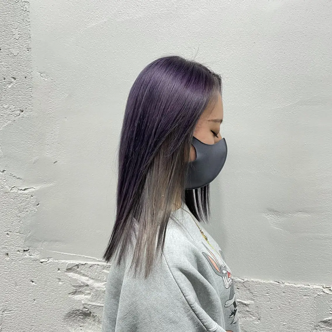 セミロング カラー シールエクステ バレイヤージュ ミストバング ブルーカラー ブルーラベンダー 🧡艶髪/エクステ 🫧🧡YUKI❄️のヘアスタイル