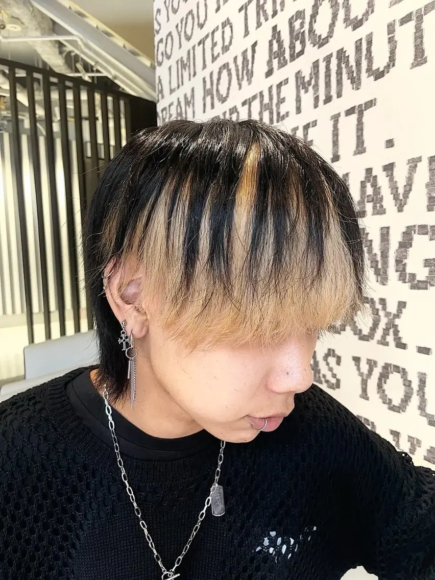 ショート カラー メンズ メンズブリーチ ブリーチ デザインカラー Eir-LUXE- なえのヘアスタイル