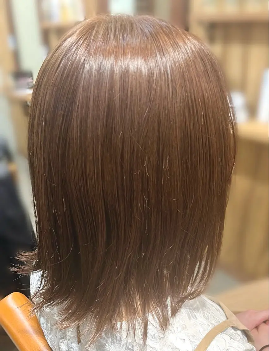 ミディアム カラー ブラウンカラー オレンジ オレンジブラウン LAISSEZ 竹内のヘアスタイル