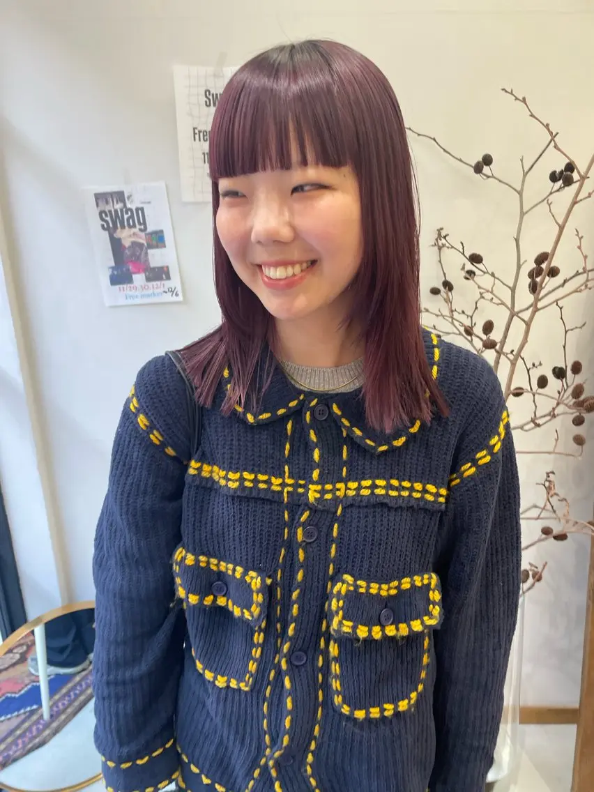 ミディアム カラー パーマ ヘアアレンジ メンズ ラベンダーカラー ピンクカラー ピンクラベンダー カット ヘアカラー トリートメント tatsumi/ボブ ウルフ/レイヤーのヘアスタイル