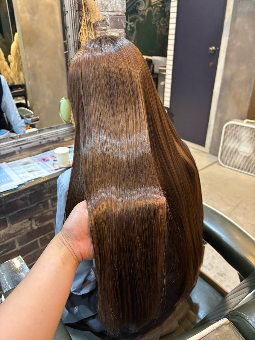 ロング パーマ 縮毛矯正 カット 縮毛矯正 田中 綾乃のヘアスタイル