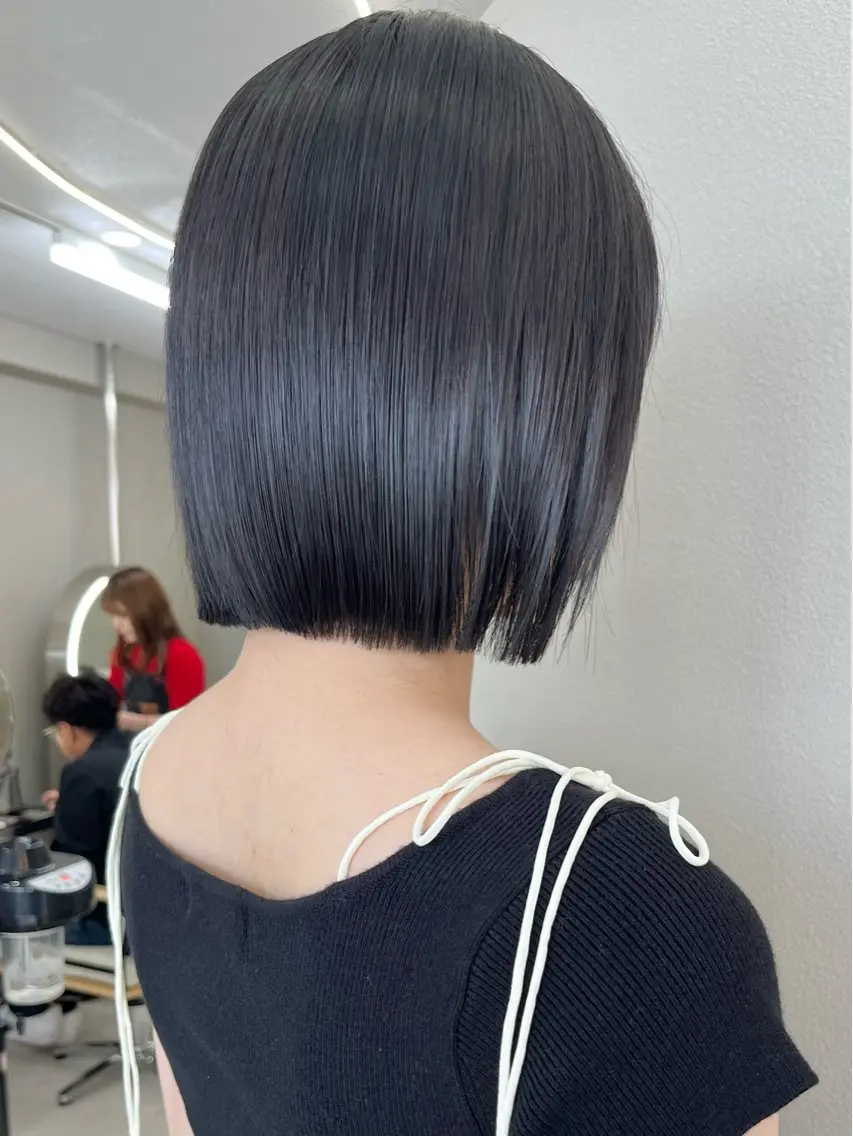 ミディアム 切りっぱなしボブ ボブ 韓国風ヘア 🧡AYARI 札幌 ボブ 🧡のヘアスタイル