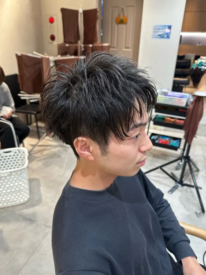 ショート メンズ ショートレイヤー レイヤーカット ショートヘア カット トリートメント ヘアセット 【パーマの達人】 💎メンズ特化🔥徹のヘアスタイル