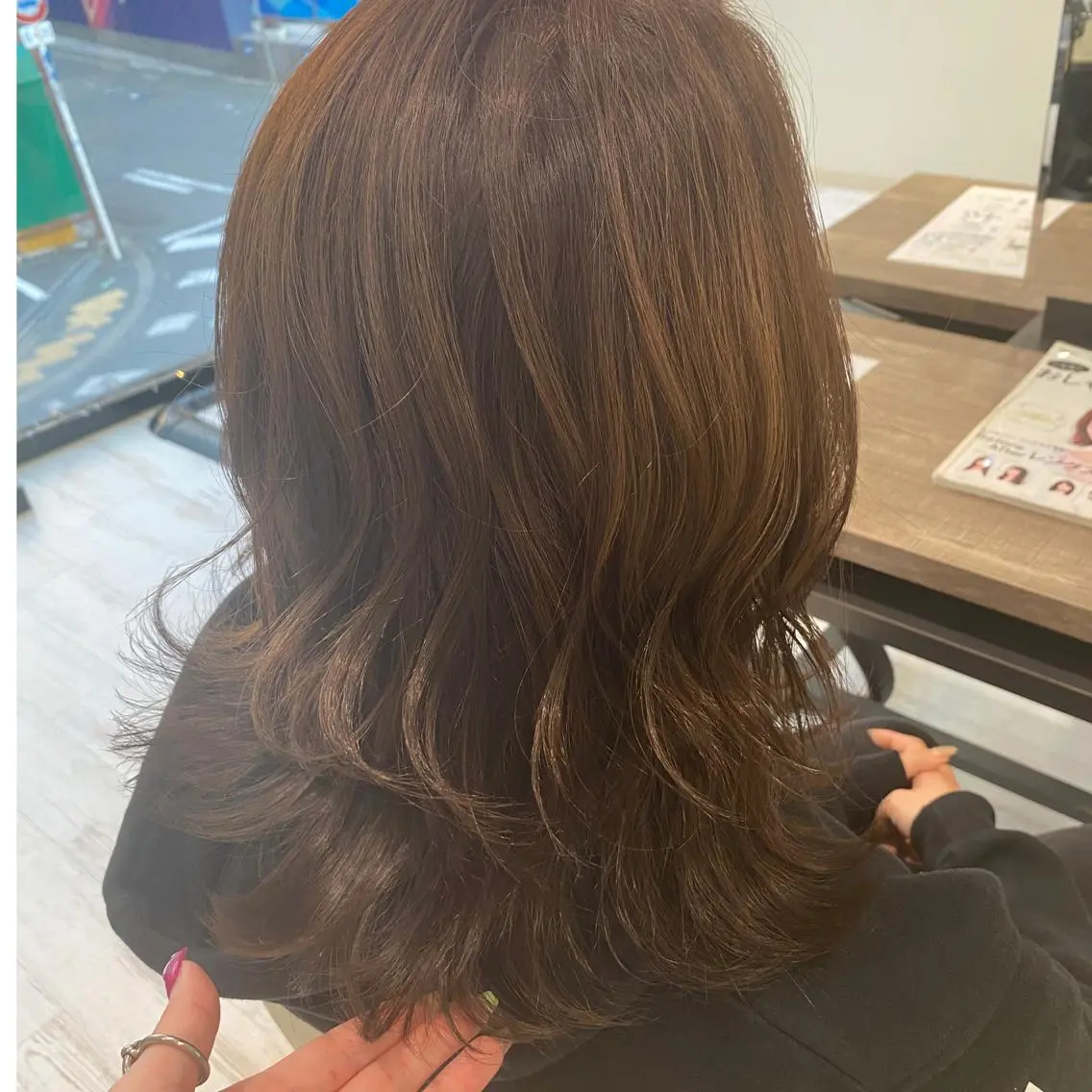 セミロング カラー ブラウンカラー 小顔レイヤー/ ベージュ🤍Rieのヘアスタイル