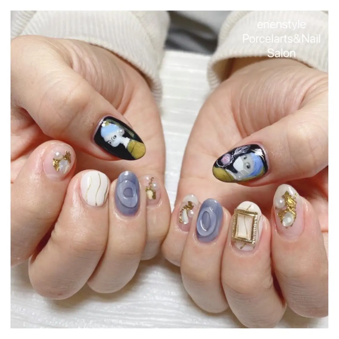 ミディアム ネイル ハンドネイル 🐾enen style 🐾のネイルデザイン