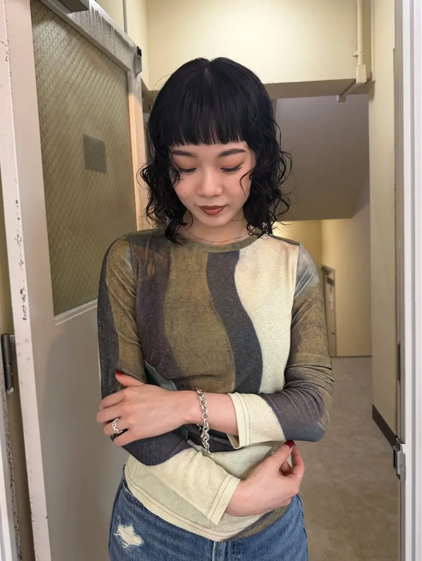 ミディアム ミディアムパーマ 竹中 彩音のヘアスタイル