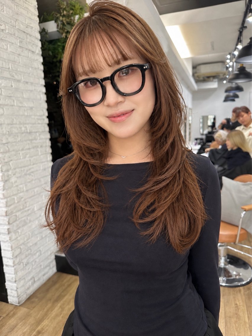 セミロング カット ヘアカラー 艶カラー/フェイス レイヤー/たむのヘアスタイル
