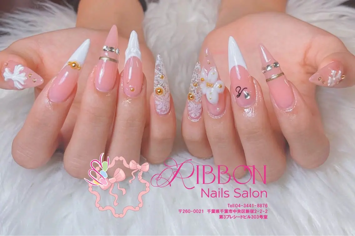 ネイル フットネイル フレンチネイル ジェルネイル マグネットネイル 持ち込み ハンドネイル Ribbonnail salonのネイルデザイン