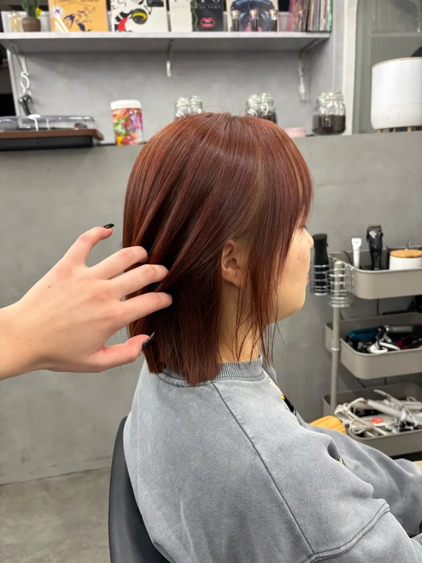 ミディアム 切りっぱなしボブ ボブ カット LIV My【マイ】 髪質改善/箕面のヘアスタイル