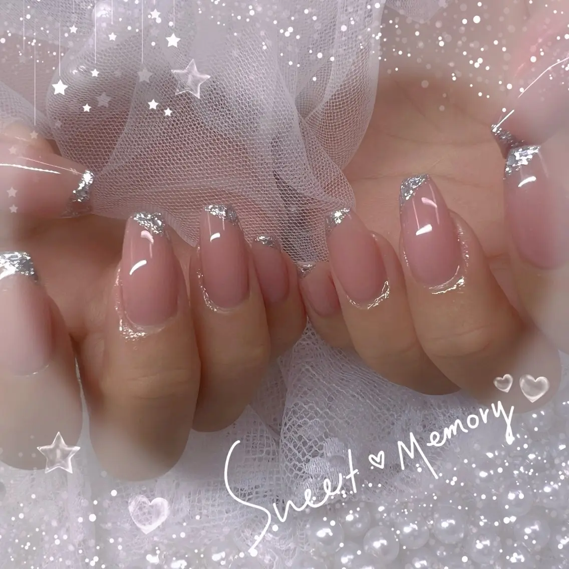 ネイル チークネイル フレンチネイル ガーリー ガラスフレンチ グラデーション ハンドネイル ハンドケア Chill Nailsalonのネイルデザイン