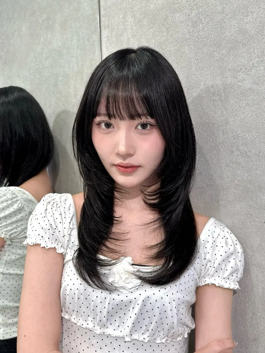 セミロング カラー ハッシュカット カット トリートメント ハッシュカット/ 水光艶カラー/RINのヘアスタイル