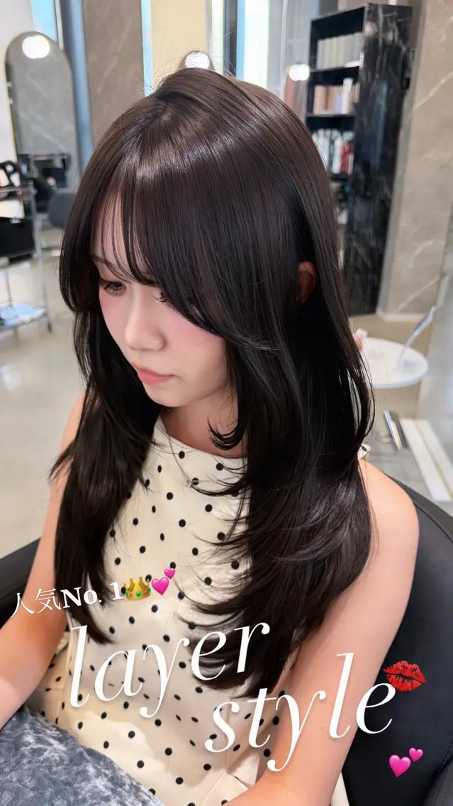 ロング カラー ヘアカラー トリートメント caho／大阪梅田 韓国ヘア♡のヘアスタイル