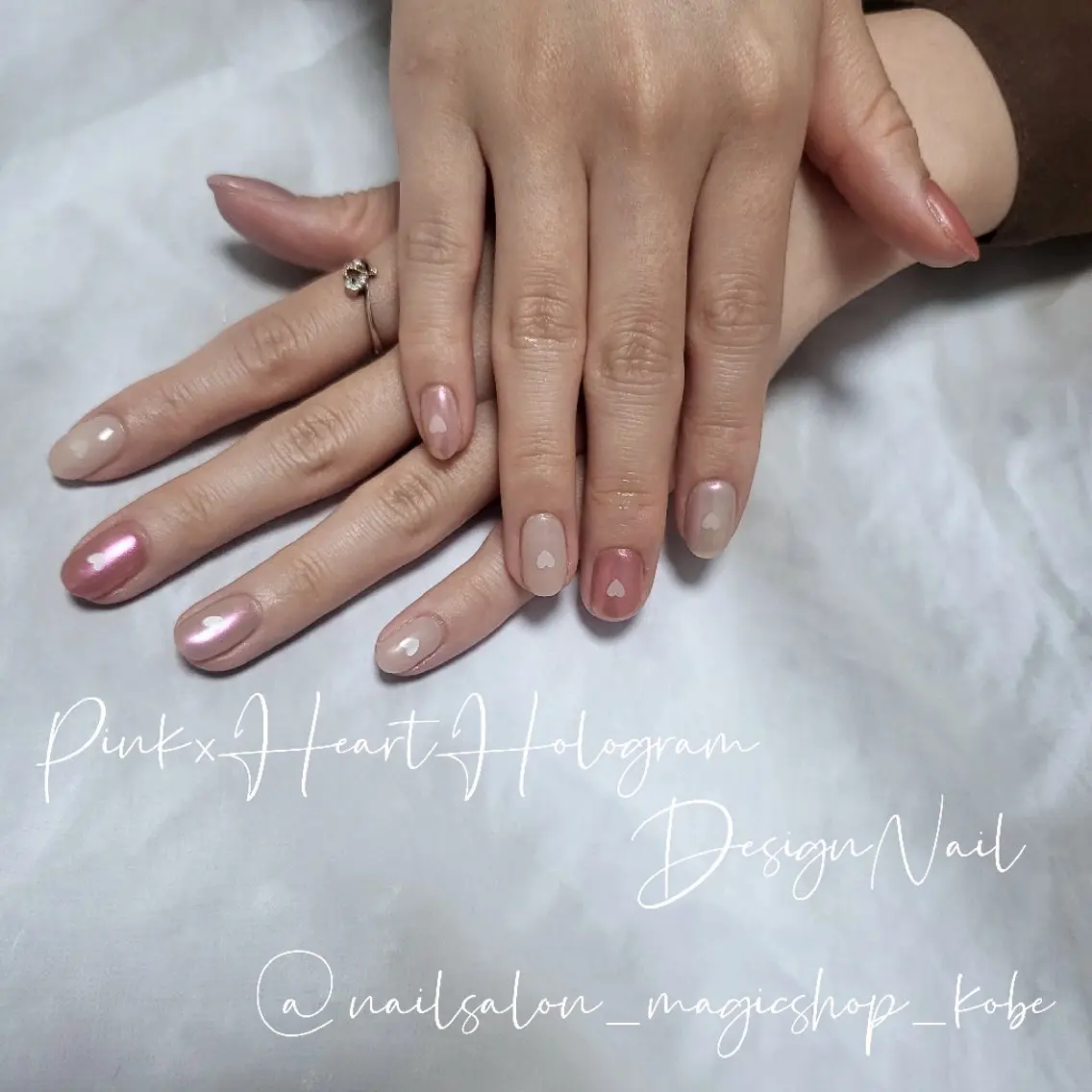 ネイル クリアネイル ジェルネイル ハート ミラーネイル ワンカラーネイル ハンドネイル Nailsalon MagicShopのネイルデザイン