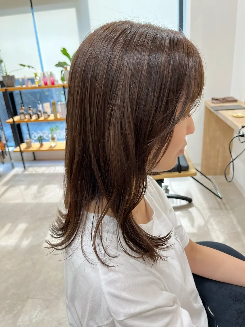 セミロング カット ヘアカラー 暖色ボブ 🍊rikakoのヘアスタイル