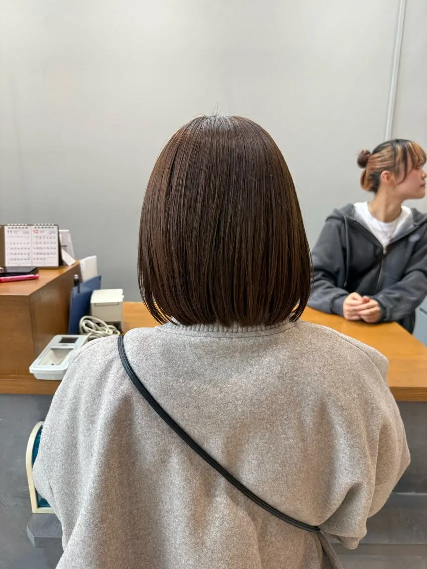 ミディアム カラー ボブ 長めボブ カット ヘアカラー 石原圭悟 /ショート/艶カラーのヘアスタイル