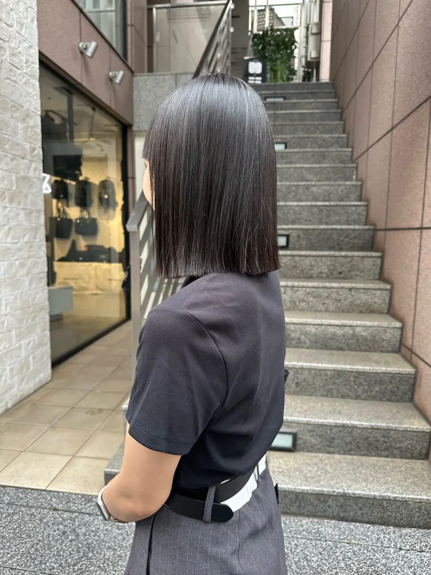 ショート ボブ 縮毛矯正 カット 縮毛矯正 REINA☁️透明感 カラー/ぷつっと♡のヘアスタイル
