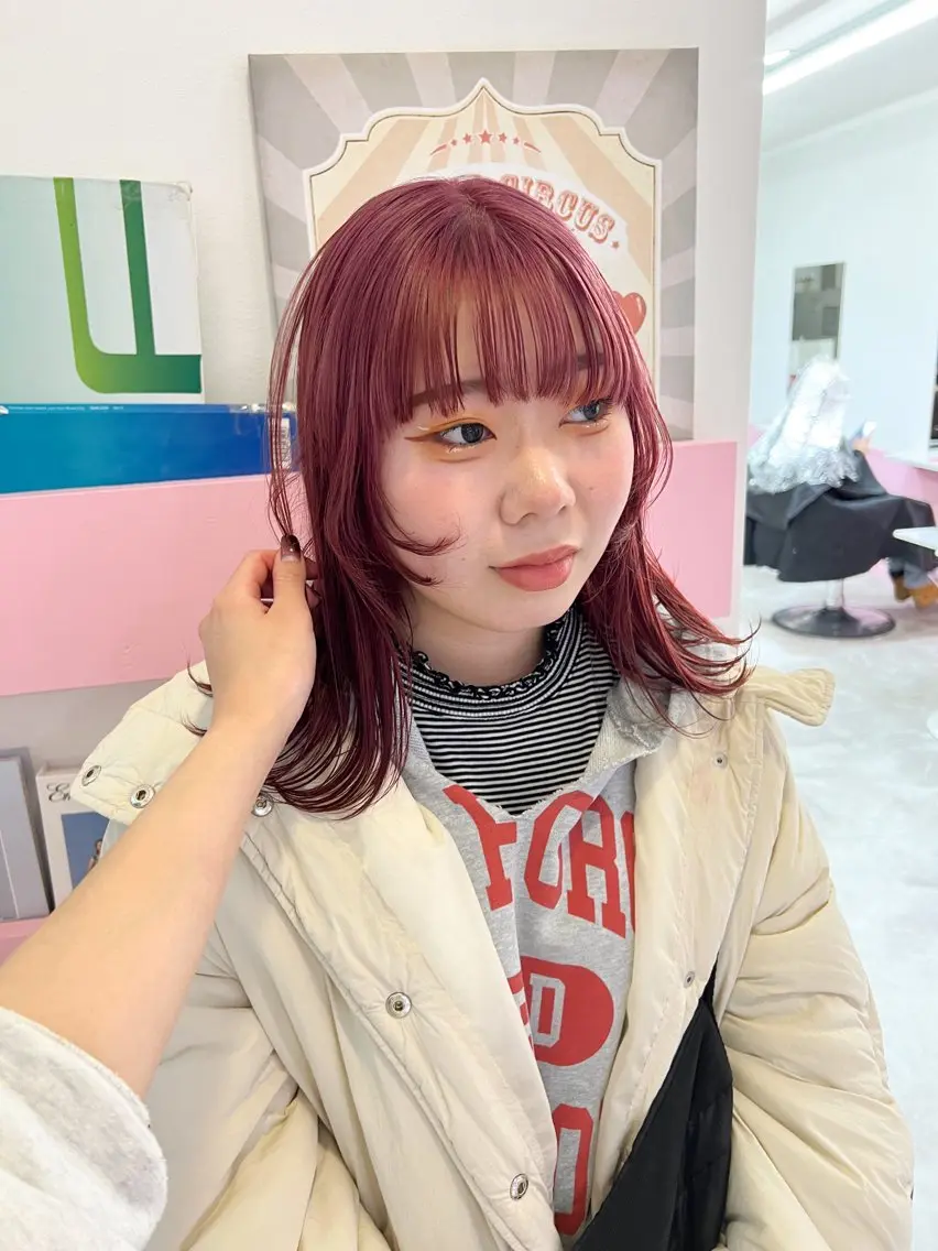 ミディアム カラー ヘアカラー トリートメント 🎀ダブルカラー/ ピンク×ガーリー🎀のヘアスタイル