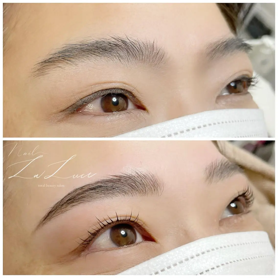 マツエク・マツパ アイブロウ 眉毛ワックス脱毛 一重×まつ毛パーマ NailLaLuce ネイルラルーチェのネイルデザイン