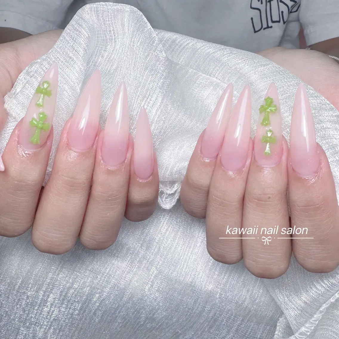ネイル チークネイル ドット フレンチネイル 韓国ネイル レース Kawaii _Nailのネイルデザイン