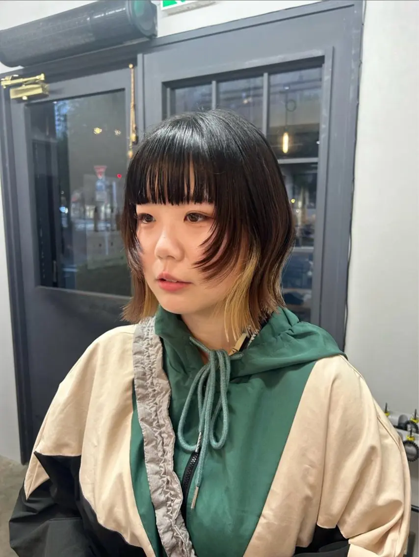ミディアム ボブレイヤー ボブ レイヤーカット 小顔カット カット ヘアカラー トリートメント ラフで可愛いヘア 🐈‍⬛Rukaのヘアスタイル