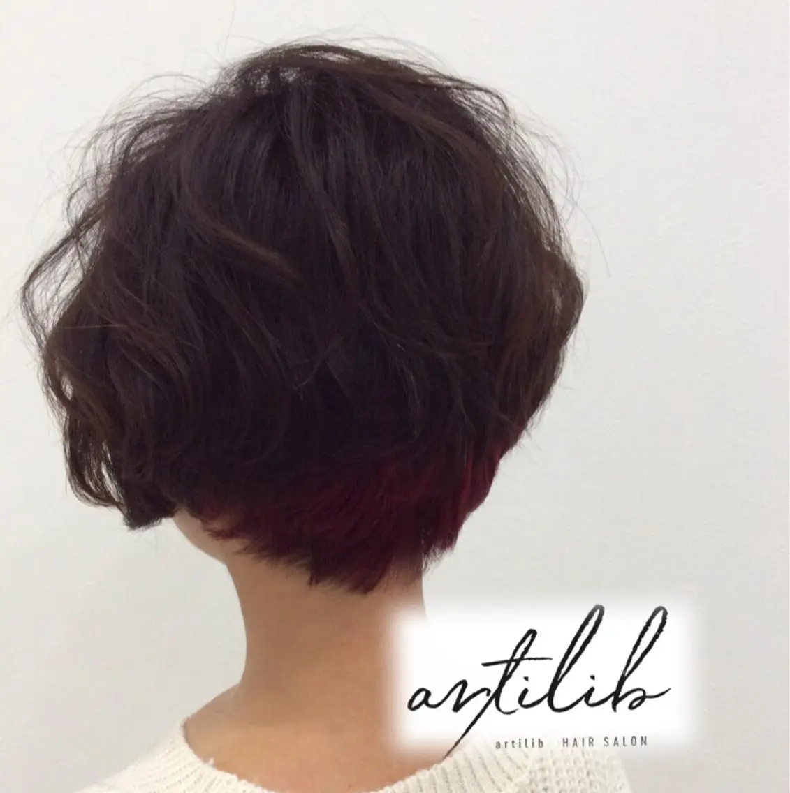 ショート カラー ヘアアレンジ 切りっぱなしボブ ショートボブ アディクシーカラー アクアカラー 透明感カラー SHO担当髪質改善 東加古川アーティブのヘアスタイル