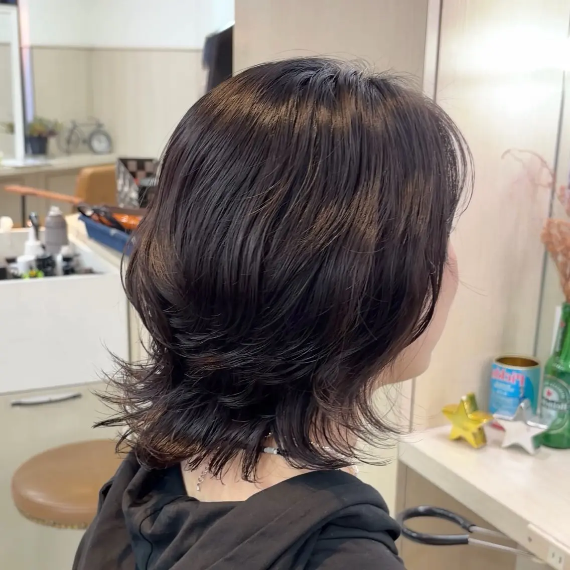 ミディアム パーマ カット パーマ 横浜パーマ🌐ボブ✨ 暖色カラーもえかのヘアスタイル