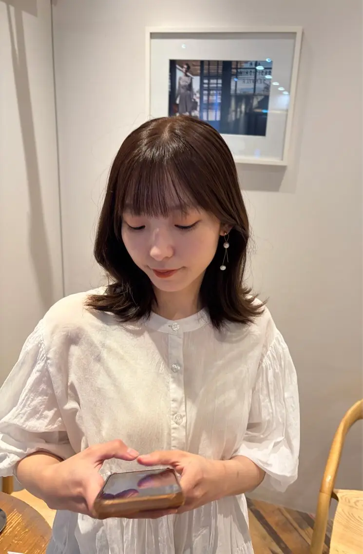 セミロング 透明感ニュアンス 柔らかstyle🤍のヘアスタイル
